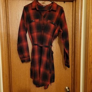 Eddie Bauer flannel plaid shirt dress.